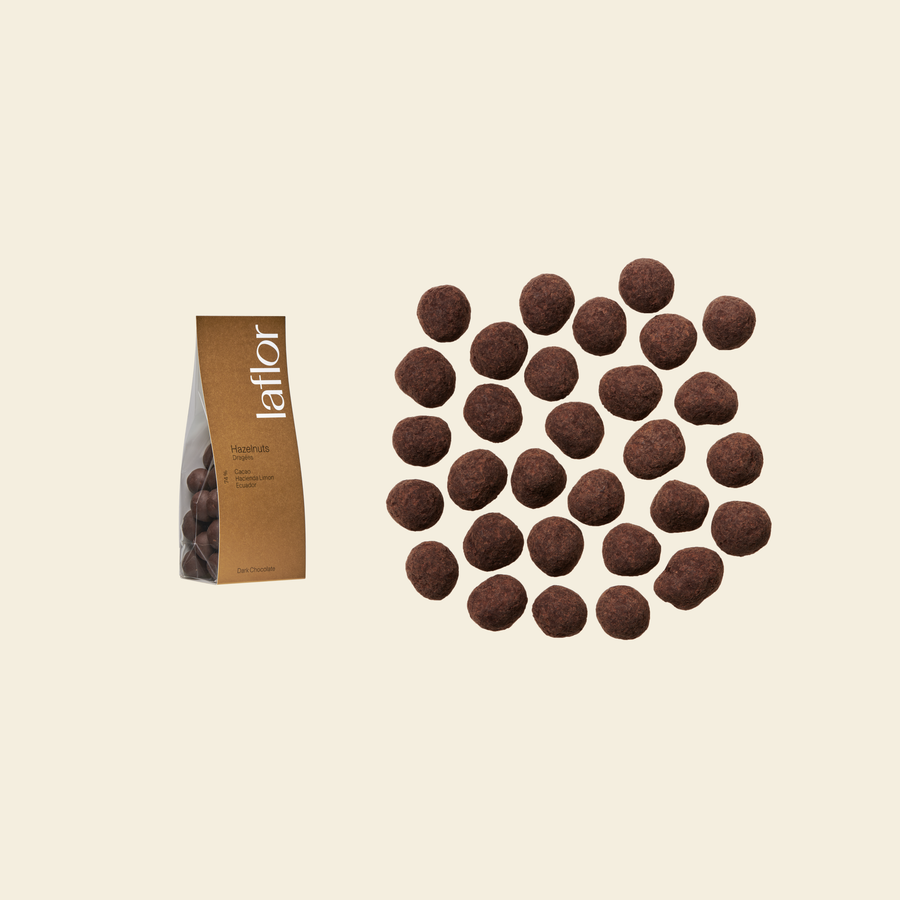Hazelnuts Dragées covered in dark Chocolate - by Laflor