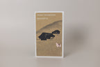 Book cover with illustration of a house and cow on a beige background