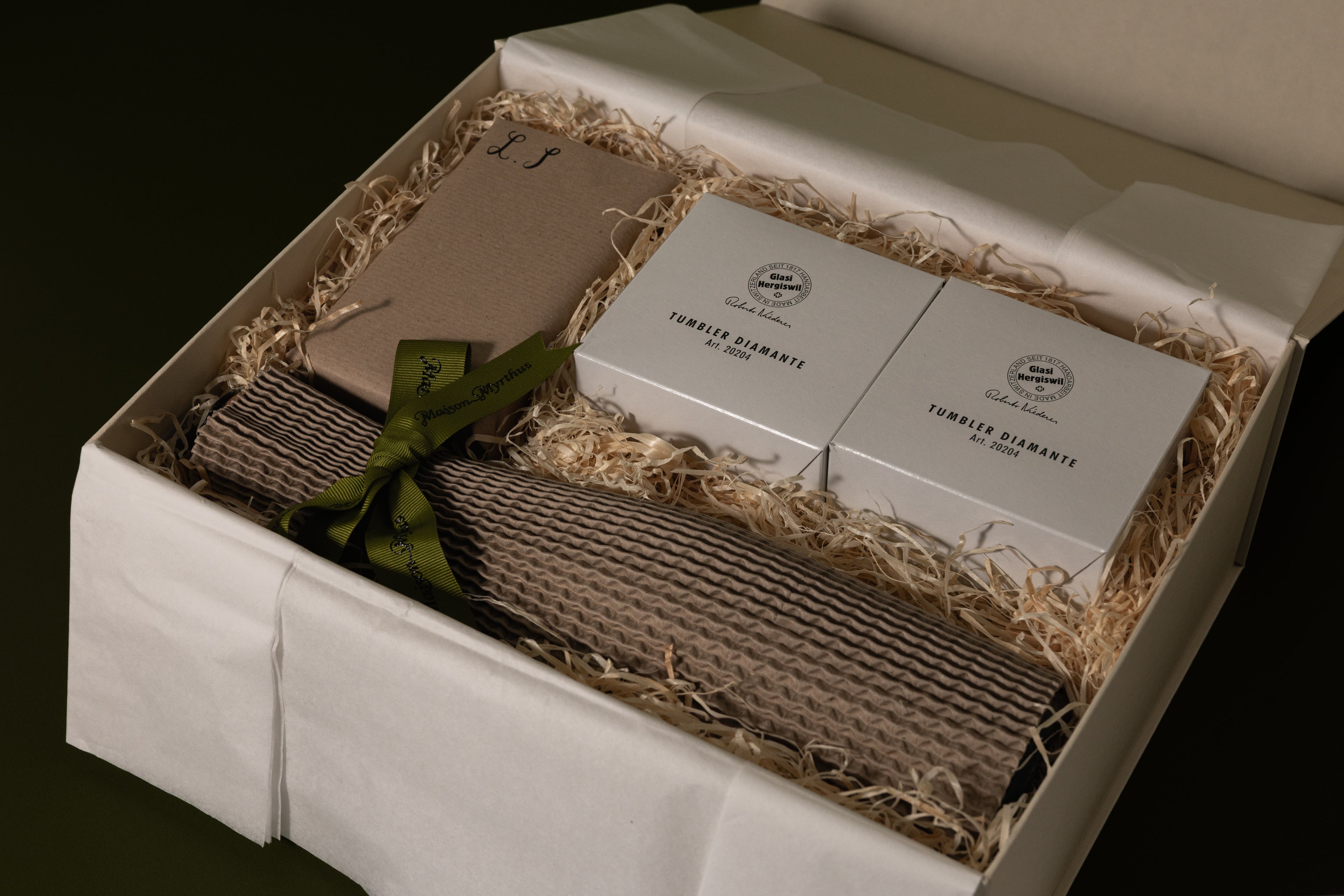 opening gift box with premium products